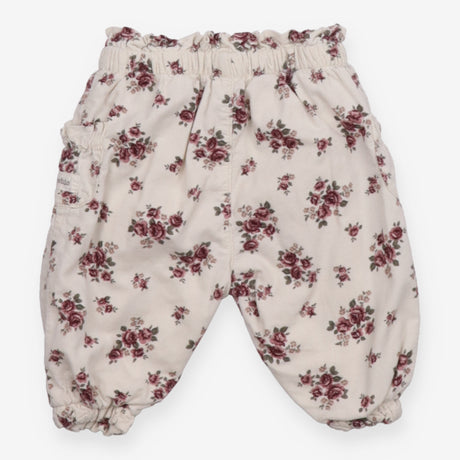 Cord Cropped Trouser Cream with Floral Prints