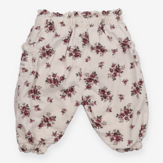 Cord Cropped Trouser Cream with Floral Prints