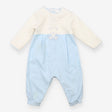 Romper Cord and Jersey Blue and White Teddy Appliq