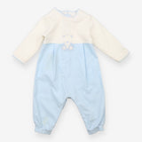 Romper Cord and Jersey Blue and White Teddy Appliq
