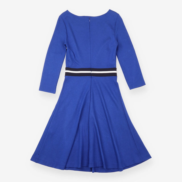 Fit Flare Dress Cobalt Blue Striped Waist