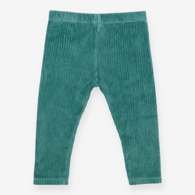 Leggings Velour Ribbed Teal with Pocket