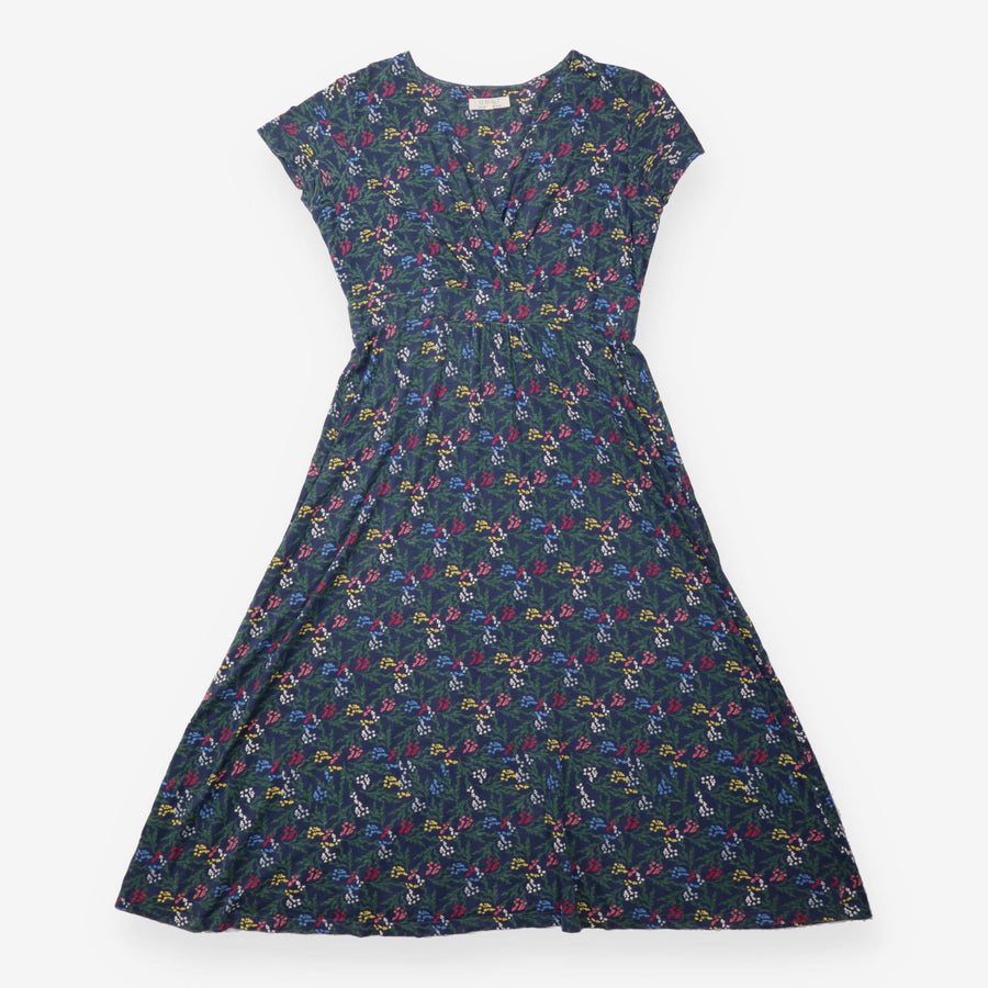 Chapelle Dress Dark Blue Floral Wrap Front Organic