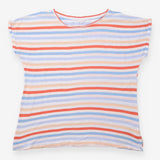 FatFace T-Shirt Striped Orange Blue Cotton