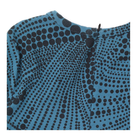 Teal Black Spot Print Fit-and-Flare Dress