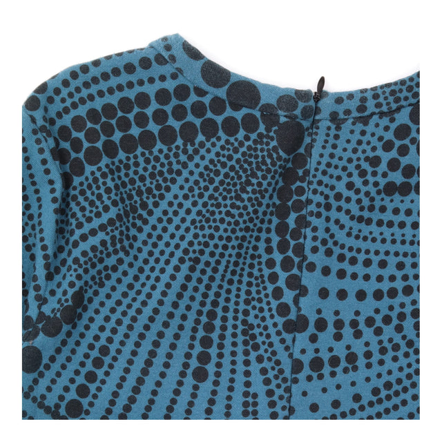 Teal Black Spot Print Fit-and-Flare Dress