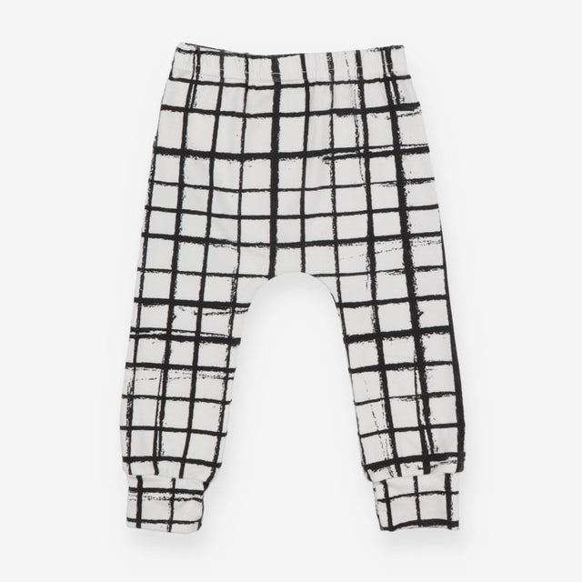 Leggings Black and White Grid Pattern