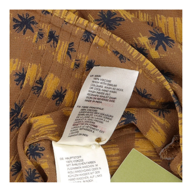 Brown Ochre Patterned 100% Viscose Long Sleeve Top
