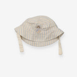 Bucket hat cream blue stripe tie