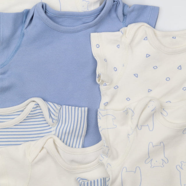 Short sleeve bodysuit 7 pack blue bears and stripe