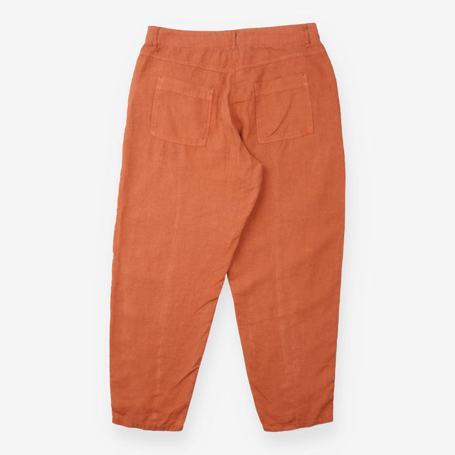 Trousers Rust Pure Linen Relaxed Tapered Cargo Leg