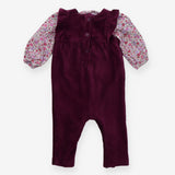 Dungarees plum ribbed butterfly with bodysuit