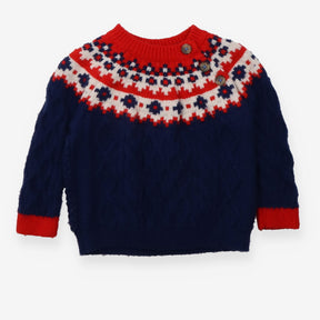 Sweater Cable Knit Blue and Red