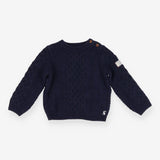 Sweater navy cable knit with buttons