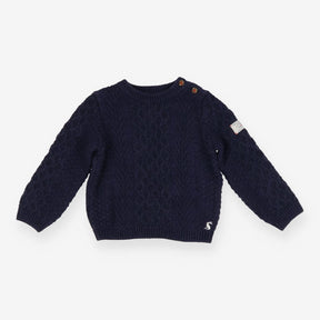 Sweater navy cable knit with buttons