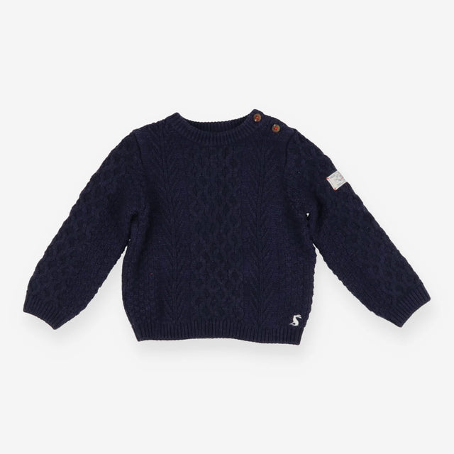 Sweater navy cable knit with buttons