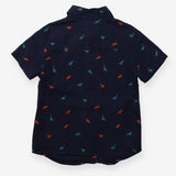 Shirt Short Sleeved Navy Dinosaur Appliques