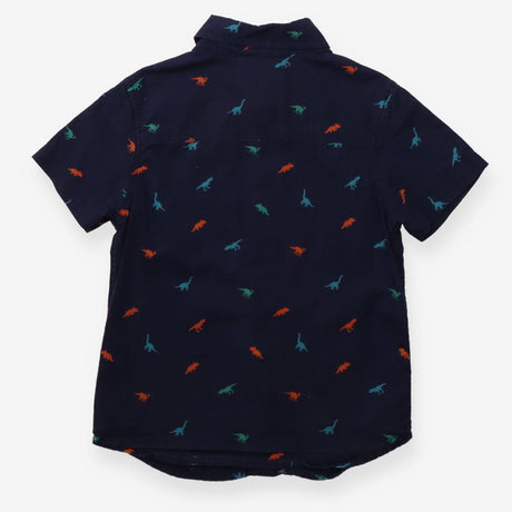 Shirt Short Sleeved Navy Dinosaur Appliques