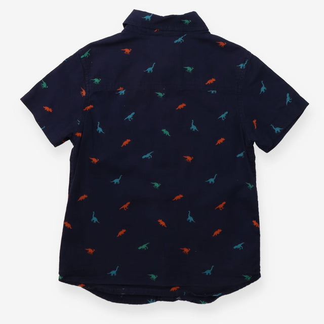 Shirt Short Sleeved Navy Dinosaur Appliques