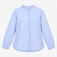 Cotton Chambray Shirt with Ruffle Trim