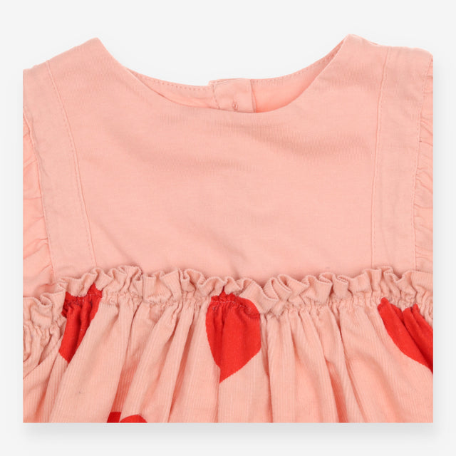 Pink Cord Dress with Hearts