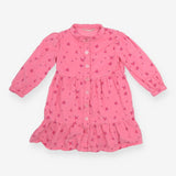 Pink cord floral button up dress