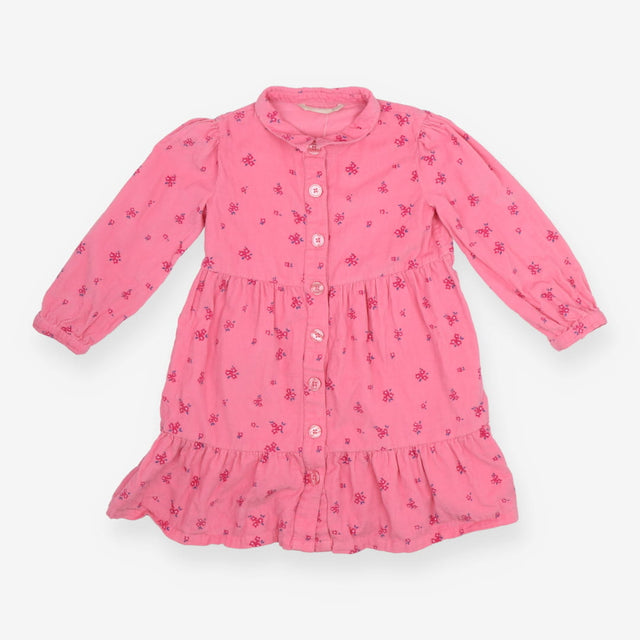 Pink cord floral button up dress