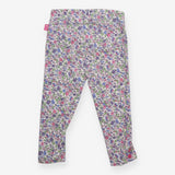 Leggings Floral White Flower Buttons