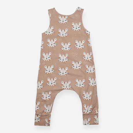 Jersey Romper Brown with Tiger Faces
