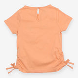 T-Shirt Peach Crochet Pocket with Flowers