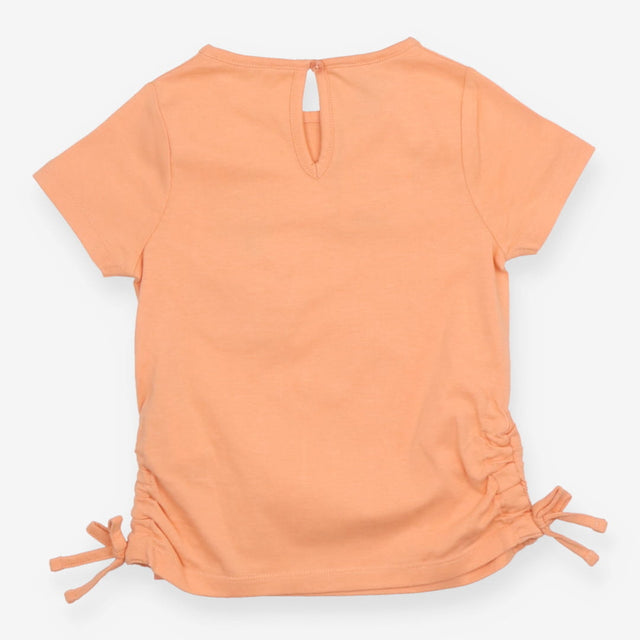 T-Shirt Peach Crochet Pocket with Flowers
