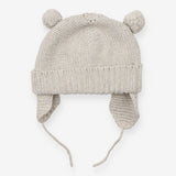 Grey knitted hat with ear flaps