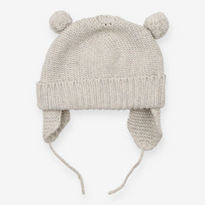Grey knitted hat with ear flaps