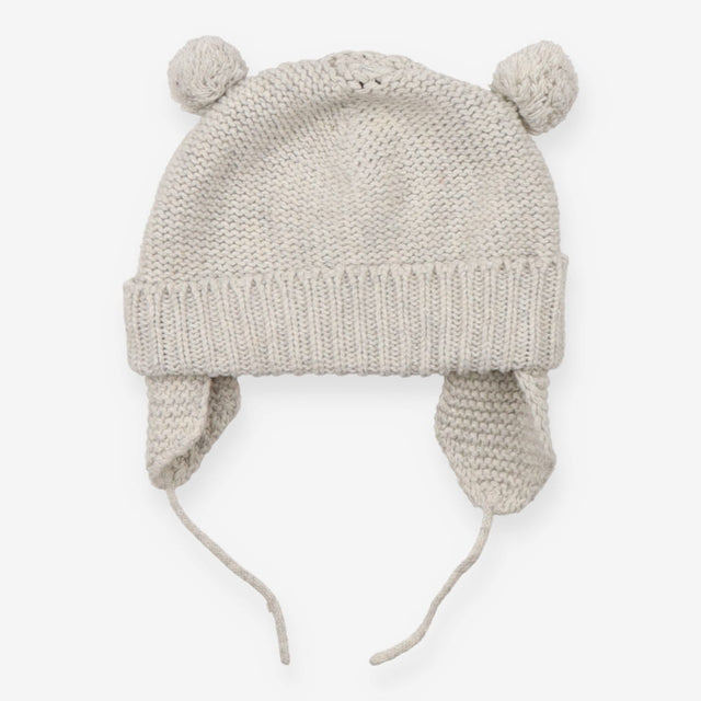 Grey knitted hat with ear flaps