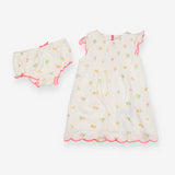 Dress white neon pink floral bloomers