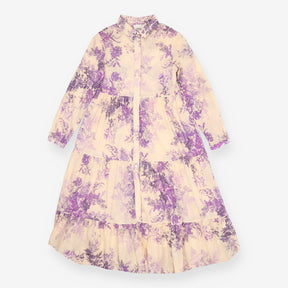 Dixie Italy Cream Purple Floral Cotton Button Fron