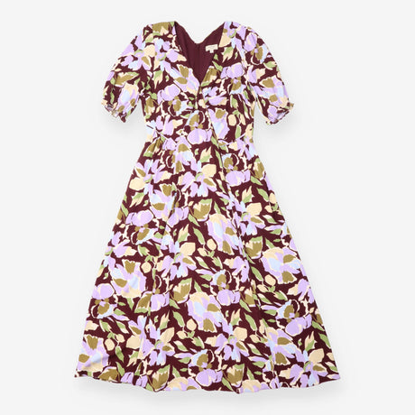 Dress Purple Floral V-Neck Maxi