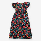 Dress organic maternity nursing floral midi navy