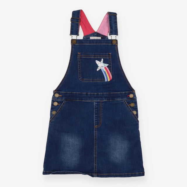 Pinafore denim sequin star with rainbow
