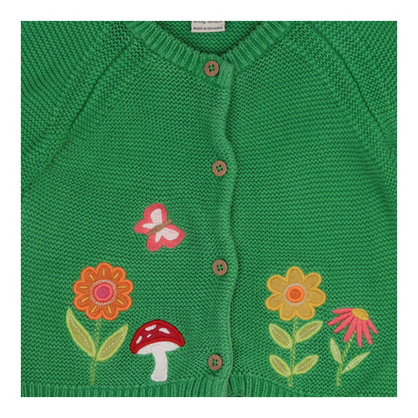Cardigan Knit Green Toadstool and Flowers
