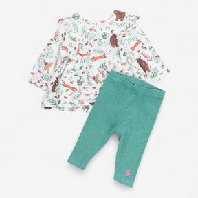Gruffalo white floral with green leggings