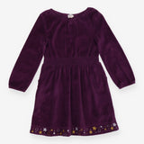 Dress Long Sleeve Purple Velour Star Appliques