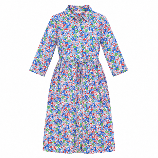 Floral Cotton Long Sleeve Shirt Dress