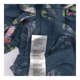 Dress Blue Bird and Leaf Print Long Sleeve Midi V-