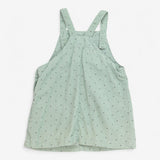 Dungaree dress corded mint green with owl applique
