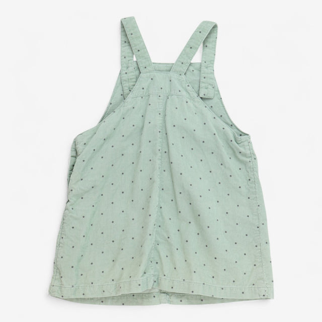 Dungaree dress corded mint green with owl applique