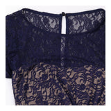 Coast Navy Blue Lace Nude Lined Draped Maxi Dress