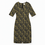 Dress Khaki Olive Black Abstract Botanical Print S