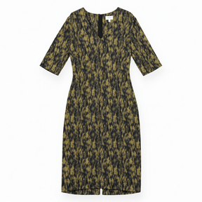 Dress Khaki Olive Black Abstract Botanical Print S