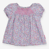 Smocked Tunic Woven Purple Ditsy